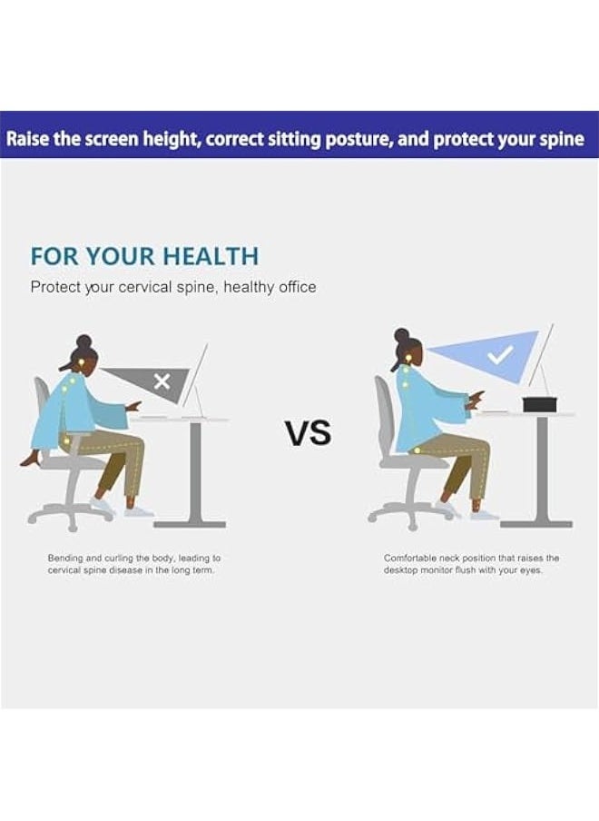 TRASSLE Monitor Stand, 2 Tier Wooden Monitor Stand with Storage Cabinet, Multi-Purpose Desktop Organiser for Computer, Laptop, Printer  - Image 4