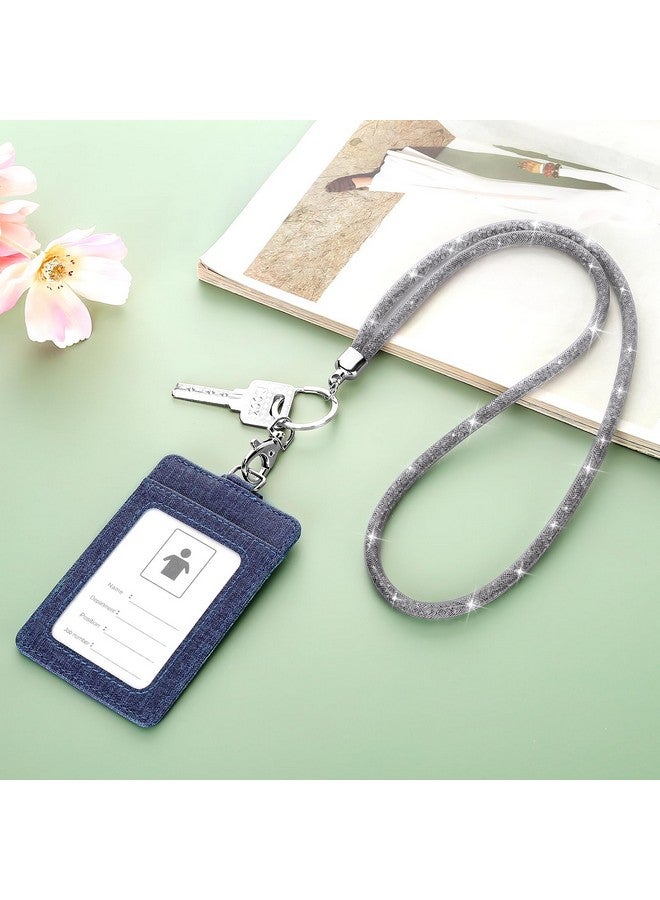 Soleebee Bling Crystal Lanyard, 31.5'' Office Neck Strap Lanyard With Metal Clasp & Keyring, Rhinestones Lanyard Keychain For Women, Id Card, Keys Strap (Gray) - Image 4