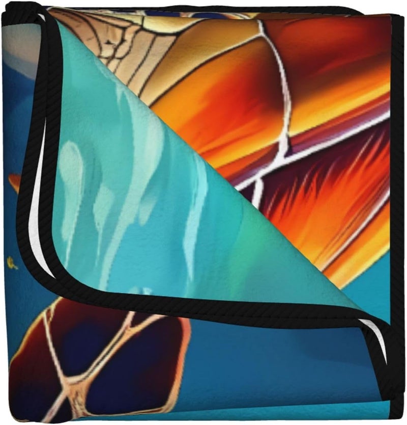 Green Turtle in Sea Water1 Print Bath Towels 27”x55” Soft Absorbent Coral Fleece Towels for Bathroom, Quick Dry Bath Towel for Bathroom, Gym, Spa, Pool & Hotel - Image 1