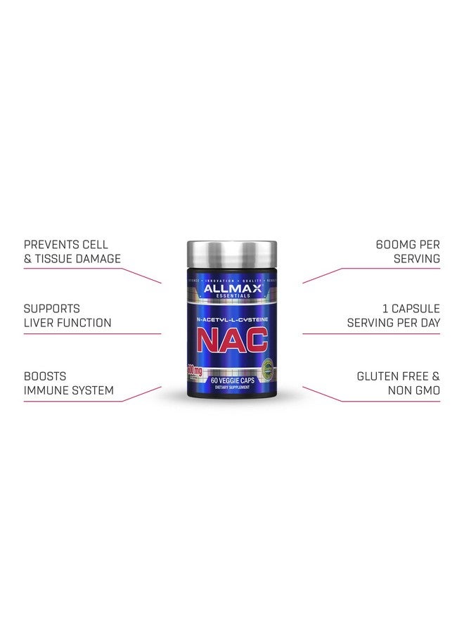 AllMax Nutrition ALLMAX NAC - 60 Veggie Capsules - Immune Support & Free Radical Protection - 60 Servings - Image 2