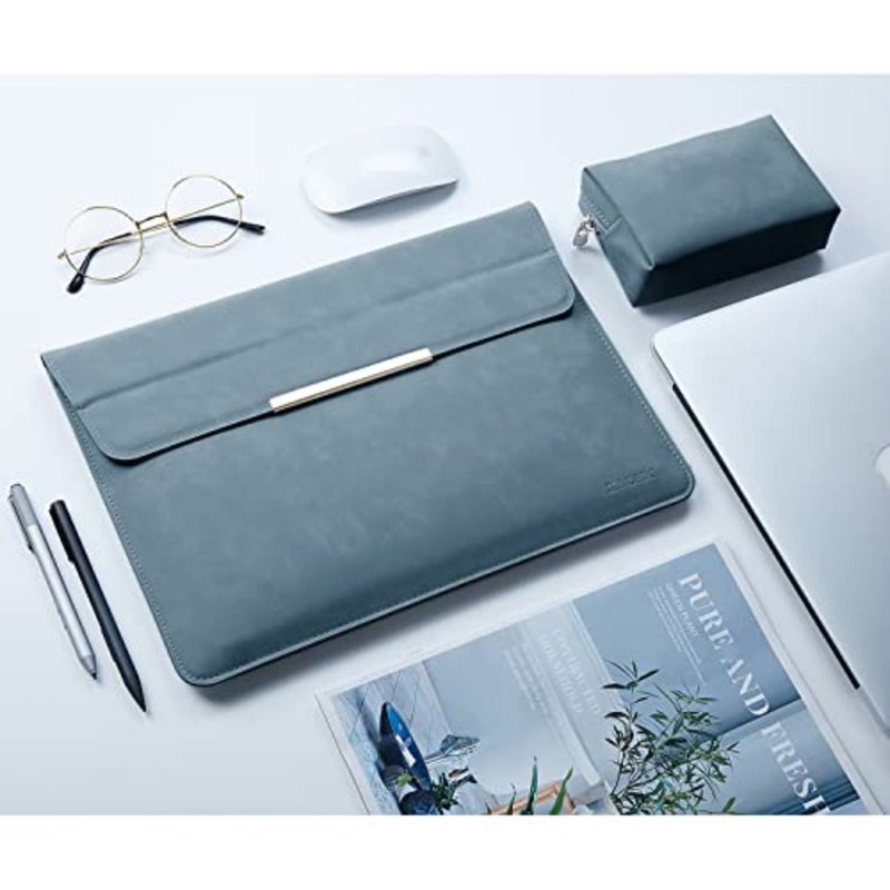 حافظة كمبيوتر محمول لجهاز MacBook Air Pro Retina Surface Pro مقاس 13.3-14 بوصة، جلد سويدي صناعي، أسود، تصميم واقي نحيف مع حقيبة - Image 2