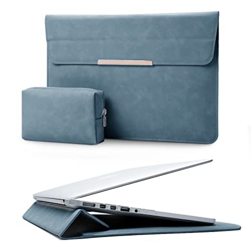 حافظة كمبيوتر محمول لجهاز MacBook Air Pro Retina Surface Pro مقاس 13.3-14 بوصة، جلد سويدي صناعي، أسود، تصميم واقي نحيف مع حقيبة - Image 1