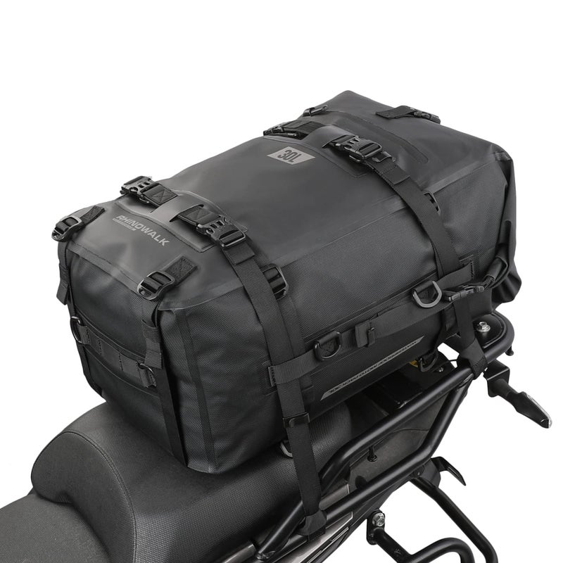 Rhinowalk Motorcycle Tail Bag, Travel Luggage Bags, Waterproof Rear Carrier, Motorcycle Rear Seat Bag Backpack, Rear Rack Trunk - Black 30L - Image 2