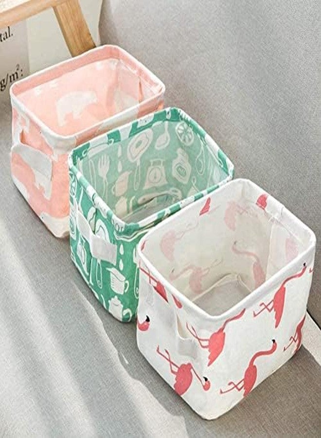 AZARIA Foldable Storage Box Canvas Fabric Baskets For Organizing With Handles, Rectangle Small, Cube, Foldable Multipurpose Box, Closet, Desk, Baby Storage Organizer (Pack of 3 (Small)) - Image 1