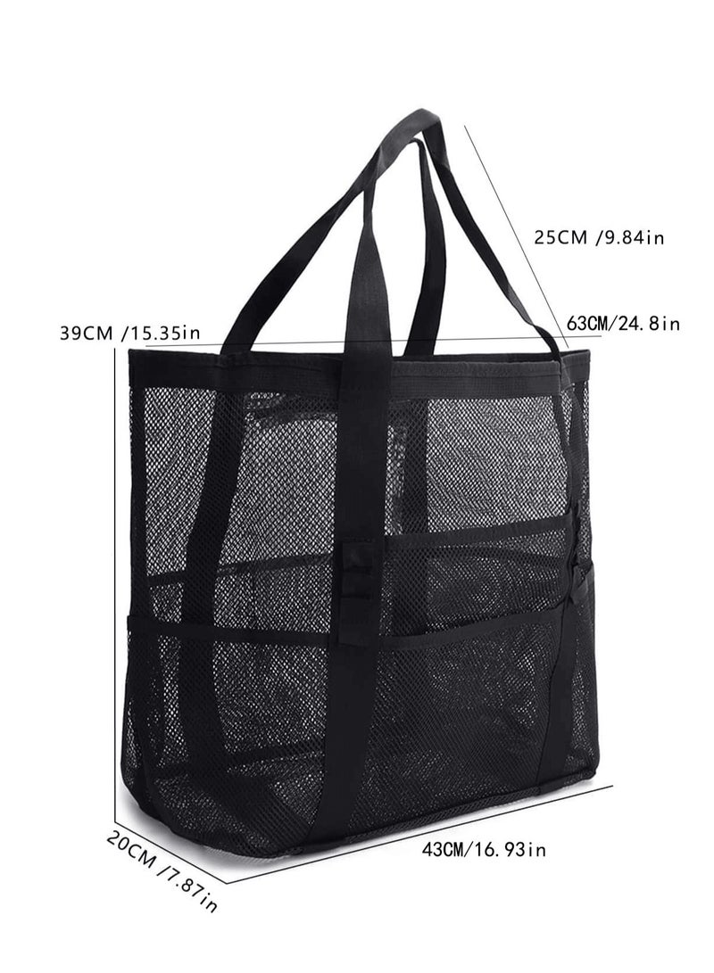 Tanwer Beach bag, large capacity mesh swimming bag, multifunctional travel single shoulder beach bag, swimsuit, portable storage bag  - Image 5