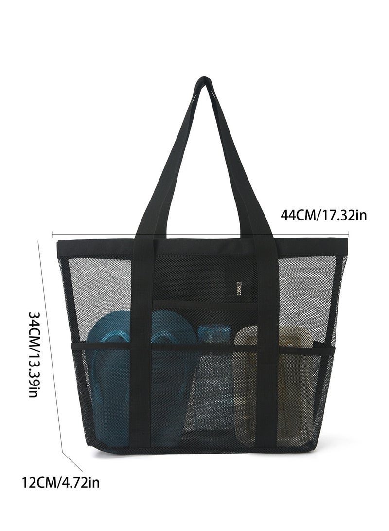 Tanwer Beach bag, large capacity mesh swimming bag, multifunctional travel single shoulder beach bag, swimsuit, portable storage bag  - Image 4