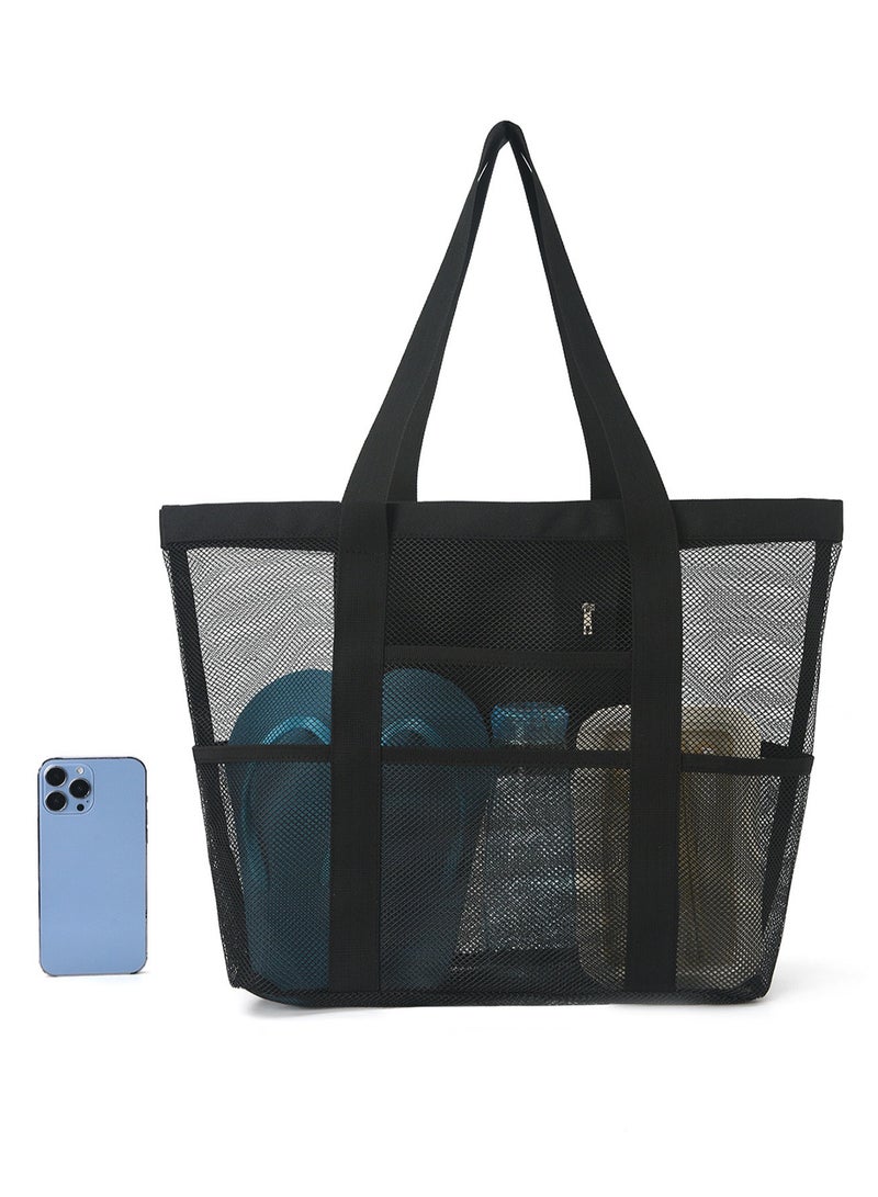 Tanwer Beach bag, large capacity mesh swimming bag, multifunctional travel single shoulder beach bag, swimsuit, portable storage bag  - Image 3