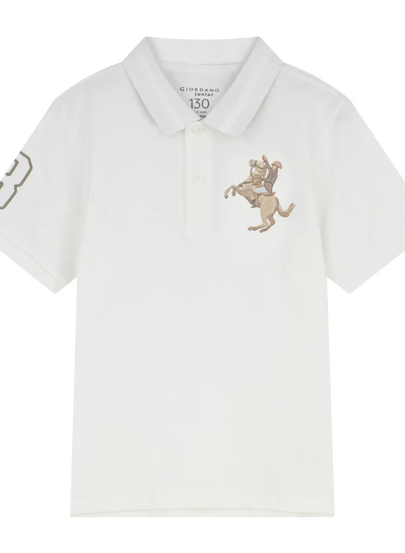 GIORDANO Kids' Napoleon Polo: Classic Piqué, Bold Embroidery, All-Day Comfort