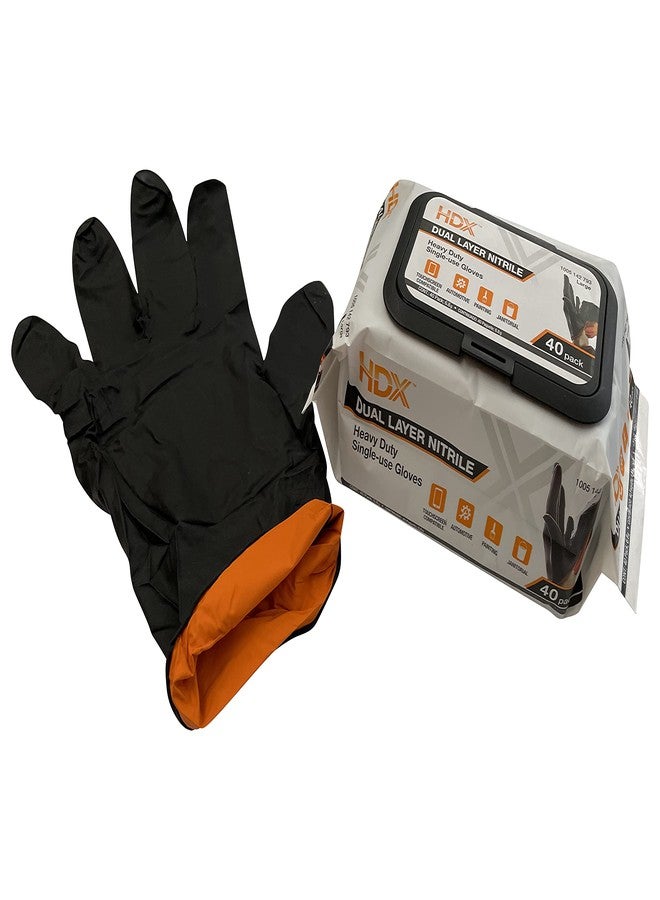 HDX Black Dual Layer 6ml Heavy Duty Disposable Nitrile Gloves 2 - 40 Packs - 80 Gloves Total Large - Image 5