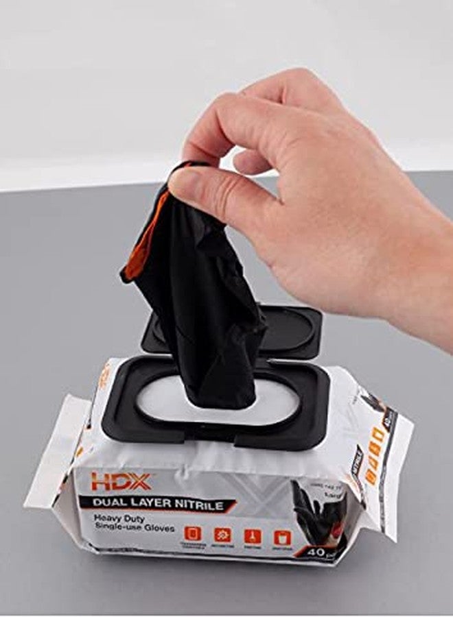 HDX Black Dual Layer 6ml Heavy Duty Disposable Nitrile Gloves 2 - 40 Packs - 80 Gloves Total Large - Image 4