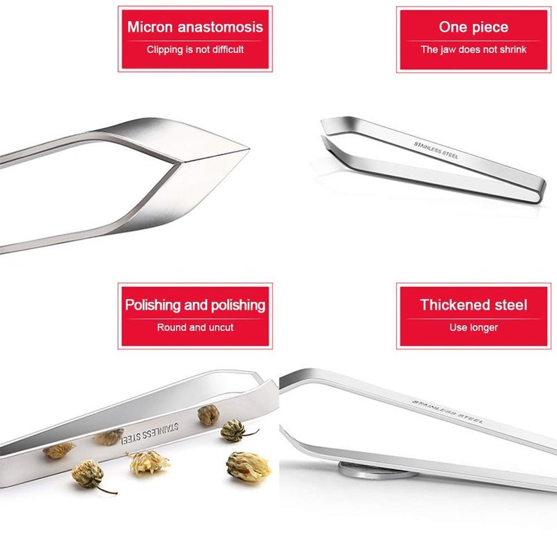 SelfTek 5Pack Fish Bone Tweezers Set Stainless Steel Cooking Tweezers Precision Tongs Serrated Tips, Flat and Slant Fish Bone Pliers for Cooking Sea Food Styling Utensils Medical Beauty - Image 4