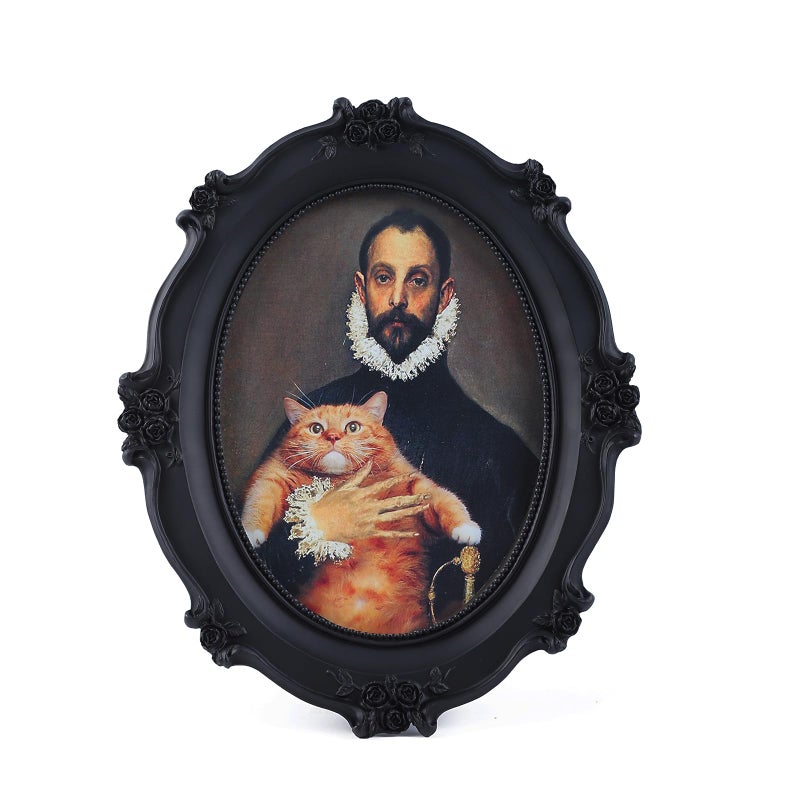 SIKOO Vintage Picture Frame 5x7 Oval Black Gothic Picture Frame Wall Mount or Tabletop Display Antique Wall Decor Gallery Ornate Gothic Home Decor - Image 1