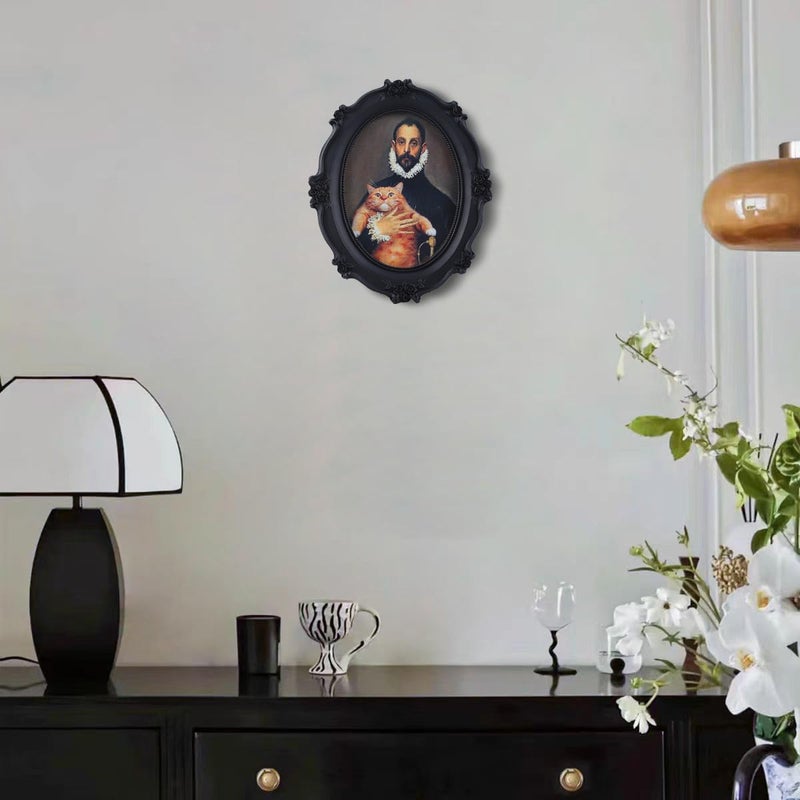 SIKOO Vintage Picture Frame 5x7 Oval Black Gothic Picture Frame Wall Mount or Tabletop Display Antique Wall Decor Gallery Ornate Gothic Home Decor - Image 5