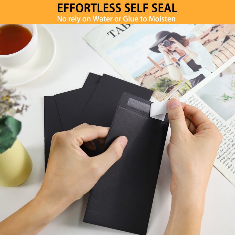 Keketer 100 Pack Cash Envelopes Self adhesive 6.7x3.5 Inch, Fit for Envelope Money Saving Challenge, Black 120 GSM Thick Money Envelopes for Cash, Budgeting, Tips, Check, Coin & Tickets - Image 4
