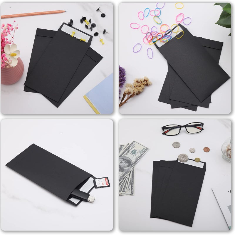 Keketer 100 Pack Cash Envelopes Self adhesive 6.7x3.5 Inch, Fit for Envelope Money Saving Challenge, Black 120 GSM Thick Money Envelopes for Cash, Budgeting, Tips, Check, Coin & Tickets - Image 3