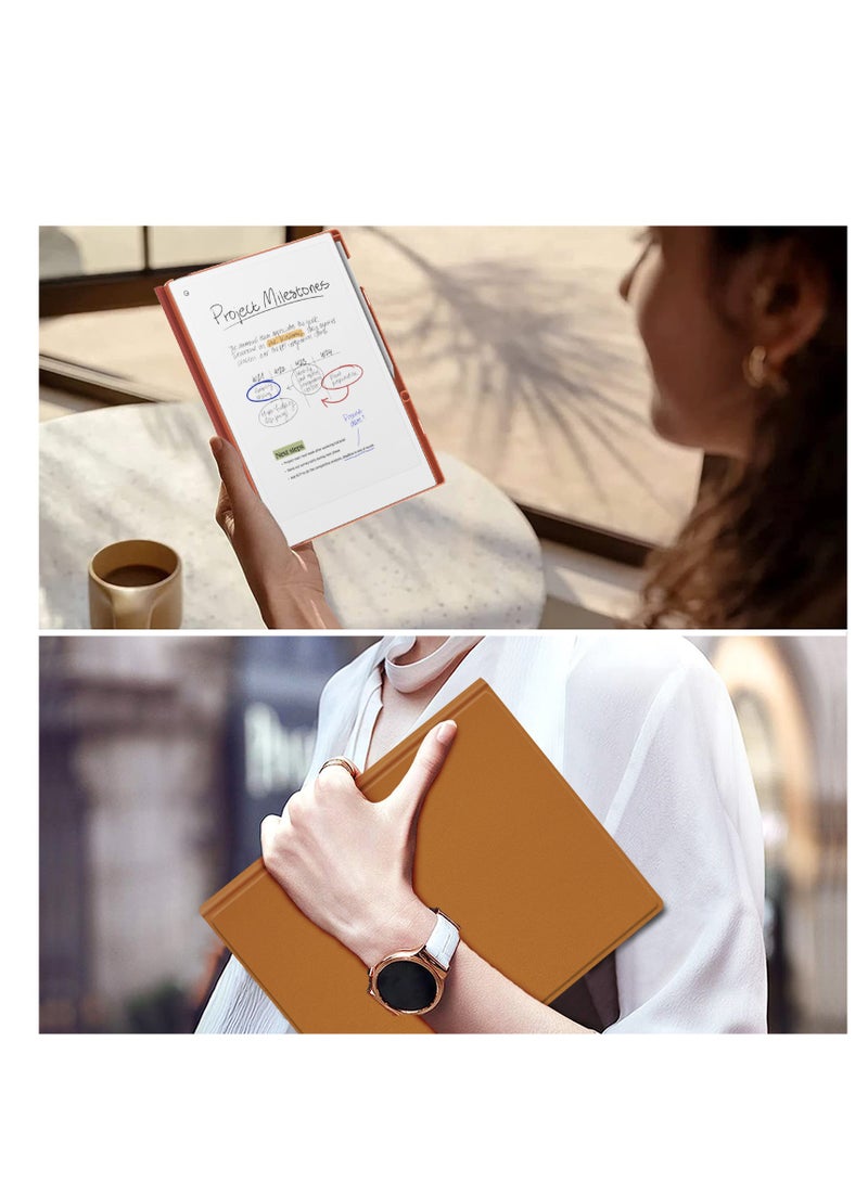 My Choice Remarkable Paper Pro 11.8”, Slim Hard Back Shell Protective Auto Sleep/Wake Book Folio Cover with Pen Holder for Remarkable Paper Pro Tablet 2024 Released, Caramel - Image 3