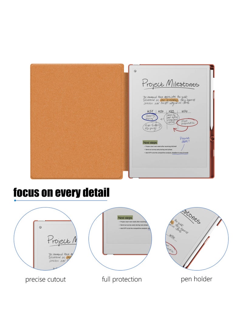 My Choice Remarkable Paper Pro 11.8”, Slim Hard Back Shell Protective Auto Sleep/Wake Book Folio Cover with Pen Holder for Remarkable Paper Pro Tablet 2024 Released, Caramel - Image 4