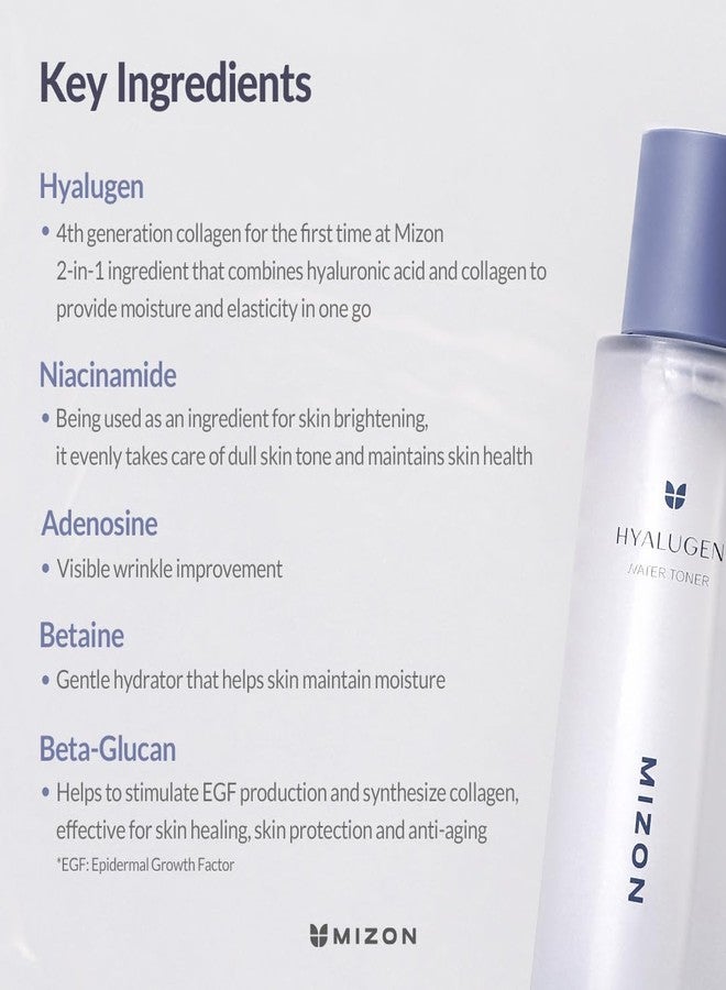 MIZON Hyalugen Water Toner for Deep Hydration and Better Skin Texture with Marine Collagen and Hyaluronic Acid Total Care Korean Skincare(4.39 oz) - Image 3