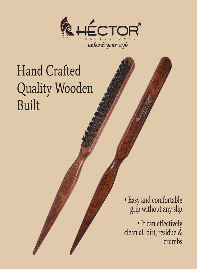 Hector Professional Wooden Teasing Brush with Pin Tail - Handcrafted Anti-Slip Handle - Backcombing Brush for Hair Styling, Sectioning & Root Volume - Pack of 2 - Image 3