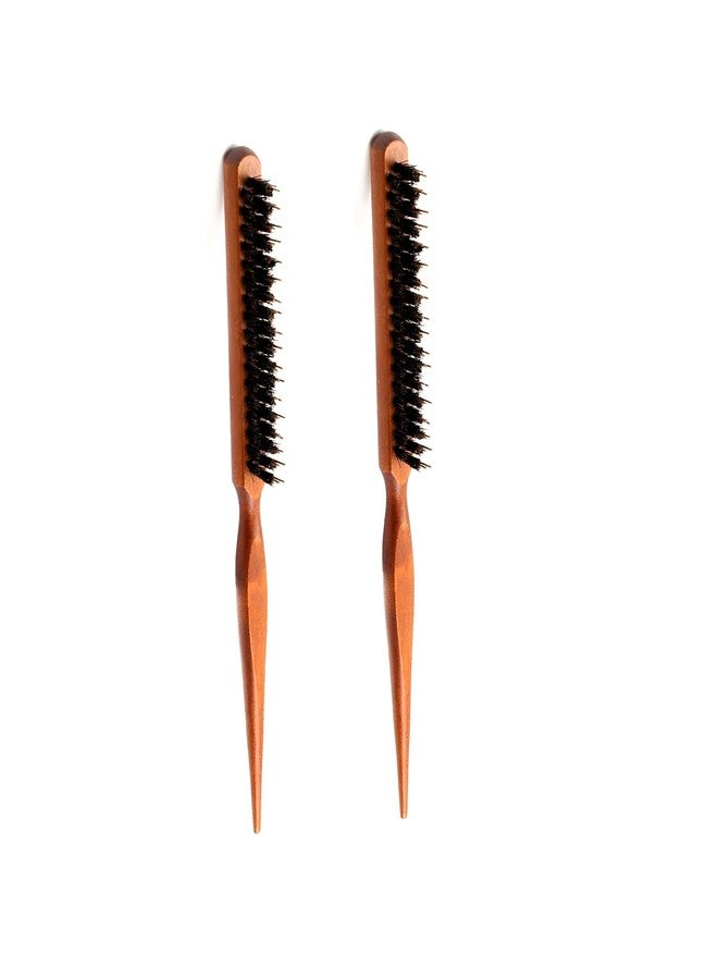 Hector Professional Wooden Teasing Brush with Pin Tail - Handcrafted Anti-Slip Handle - Backcombing Brush for Hair Styling, Sectioning & Root Volume - Pack of 2 - Image 1