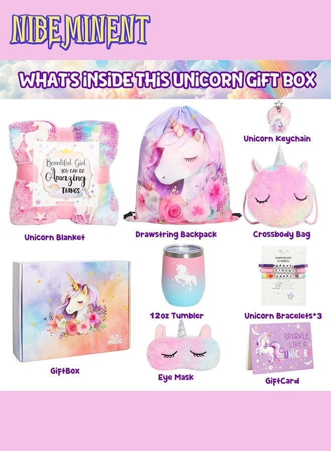 NIBEMINENT Unicorn Gift Set for Girls, Birthday Gifts, Ramadan Gift Box, Back-to-School Gifts, Graduation Gifts, Girls' Toys for Ages 4 to 18 Combined Materials (Multicolour) - Image 2