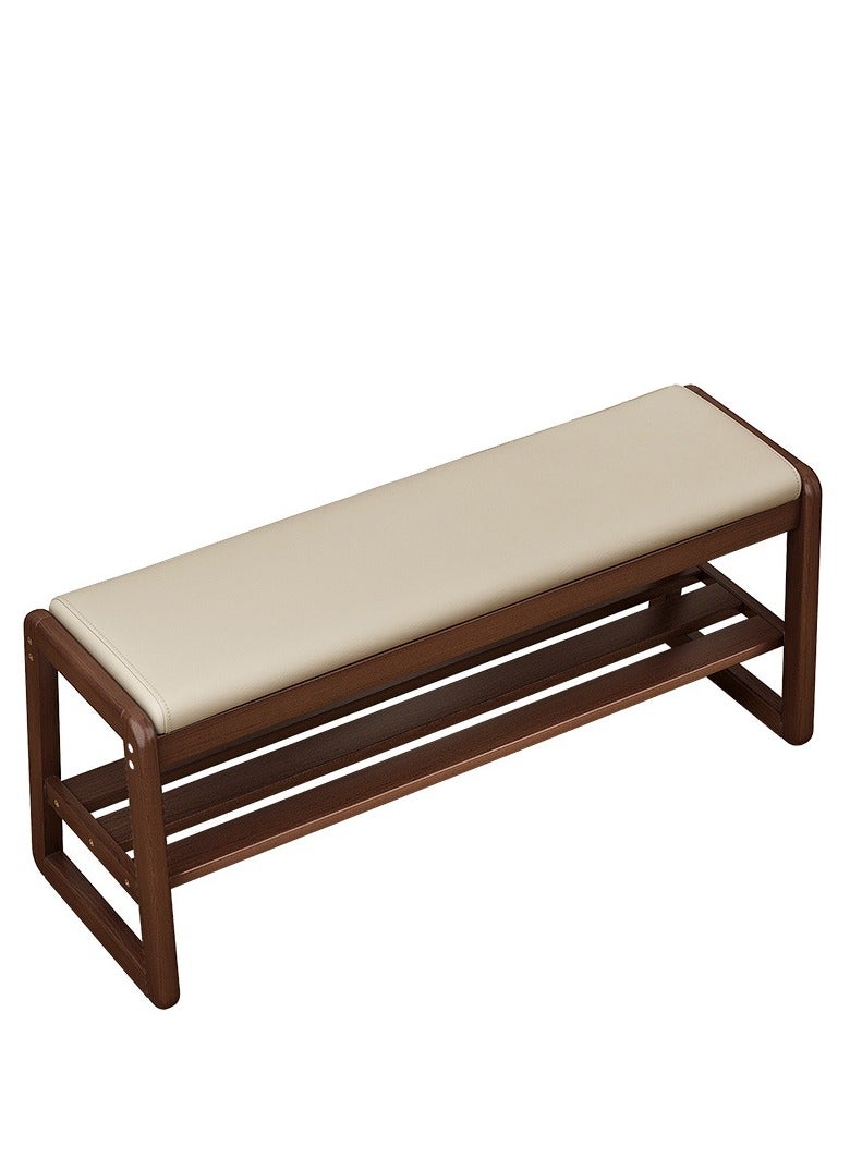 Solid Wood Shoe Bench 2 Tier Shoe Rack with Cushion Entry Bench Shoe Cabinet for Entryway Livingroom BedroomRoom and Corridor（100*36*42CM） - Image 2