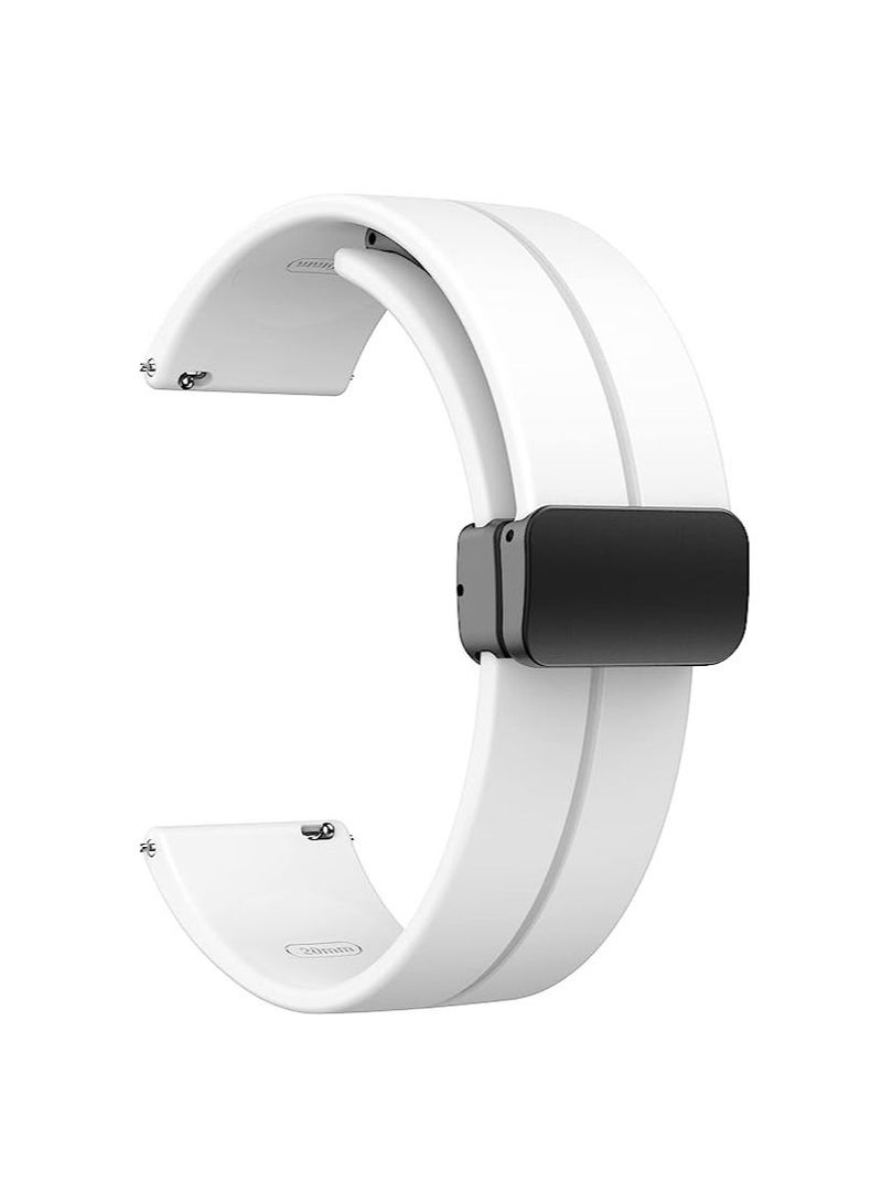 22mm Silicone Strap With Magnetic Folding Buckle For Huawei Watch GT2 Pro Smart Watch 46mm -White - Image 1
