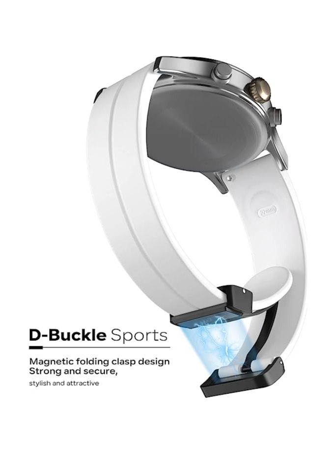 22mm Silicone Strap With Magnetic Folding Buckle For Huawei Watch GT2 Pro Smart Watch 46mm -White - Image 3