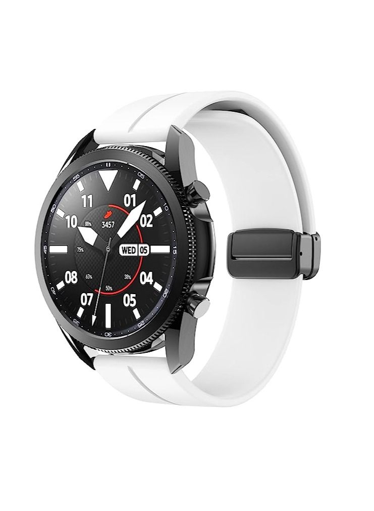 22mm Silicone Strap With Magnetic Folding Buckle For Huawei Watch GT2 Pro Smart Watch 46mm -White - Image 4