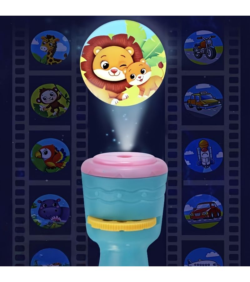 Powder Blue Childrens Projector Flashlight With 3 Slides Pattern Light Educational Gift - Image 4