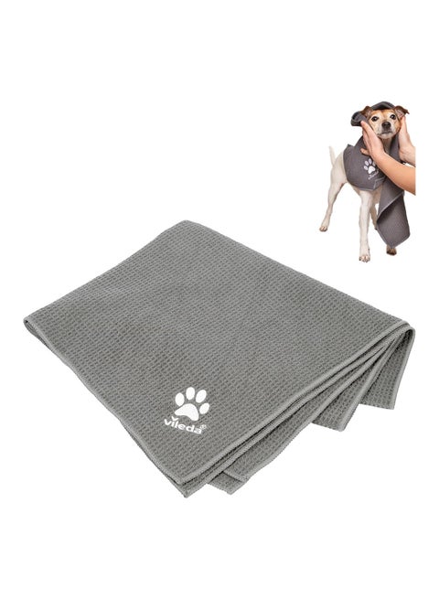 Vileda Pet Pro Microfiber Towel Suitable For Dogs And Cats, Waffle Structure For High Absorption, Soft Touch, Quick Dry, Medium 45 X 70 Cm, Grey