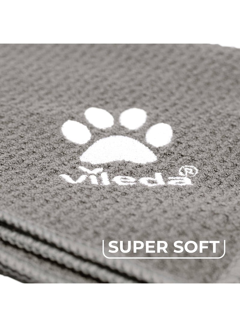 Vileda Vileda Pet Pro Microfiber Towel Suitable For Dogs And Cats, Waffle Structure For High Absorption, Soft Touch, Quick Dry, Medium 45 X 70 Cm, Grey - Image 4