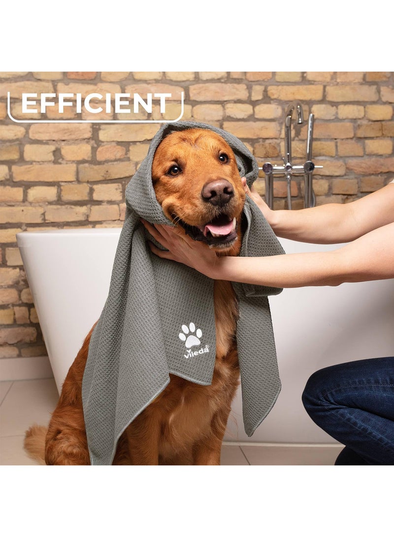 Vileda Vileda Pet Pro Microfiber Towel Suitable For Dogs And Cats, Waffle Structure For High Absorption, Soft Touch, Quick Dry, Medium 45 X 70 Cm, Grey - Image 2
