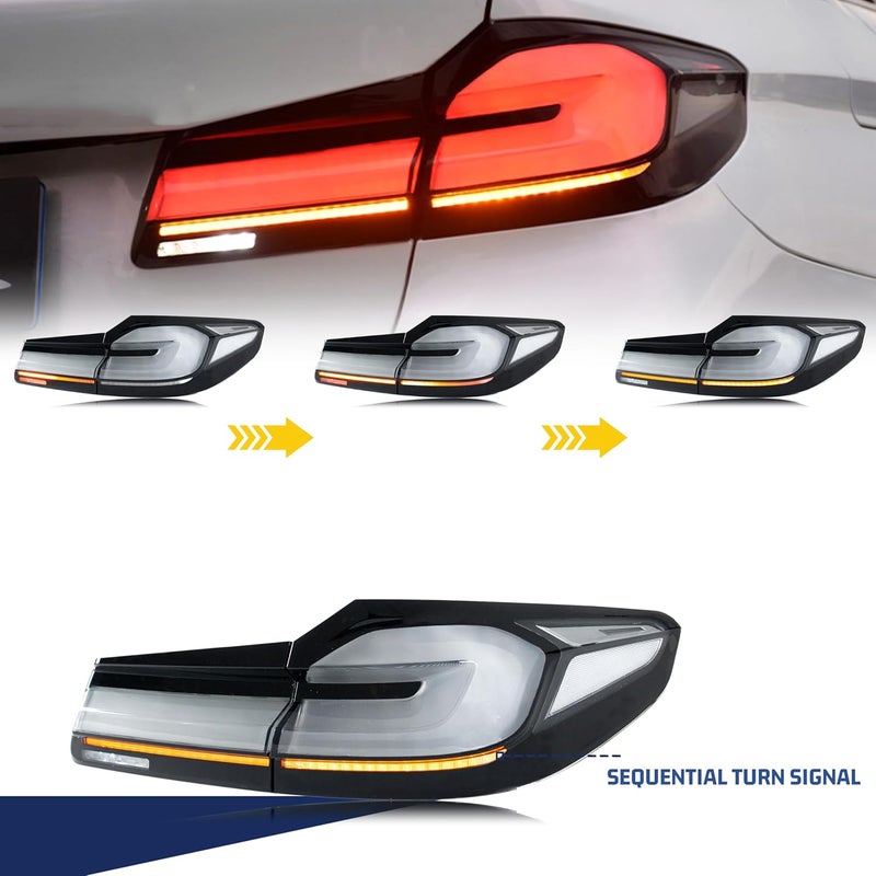glistuning LED Tail Lights Assembly for BMW 5-Series G30 F90 M5 2017-2020 with Start-up Animation and Sequential Turn Signal - Image 4
