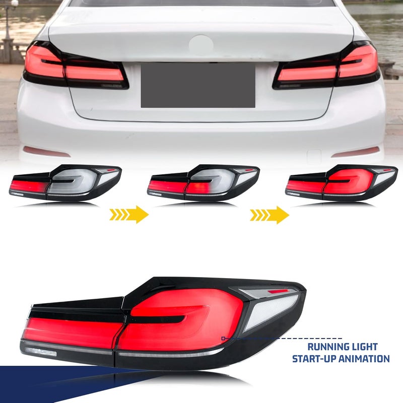 glistuning LED Tail Lights Assembly for BMW 5-Series G30 F90 M5 2017-2020 with Start-up Animation and Sequential Turn Signal - Image 3