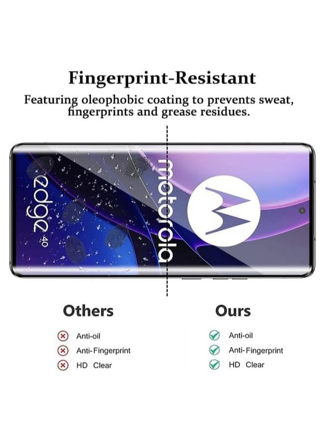 Motorola Edge 40 Screen Protector Full Glue Bubble Free Anti-Scratch Anti-Fingerprint 9H Hardness 3D Curved Edge Tempered Glass Screen Protector for Motorola Edge 40 5D Black Glass - Image 4