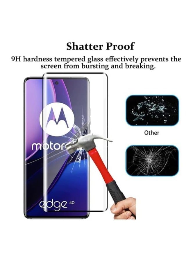 Motorola Edge 40 Screen Protector Full Glue Bubble Free Anti-Scratch Anti-Fingerprint 9H Hardness 3D Curved Edge Tempered Glass Screen Protector for Motorola Edge 40 5D Black Glass - Image 2