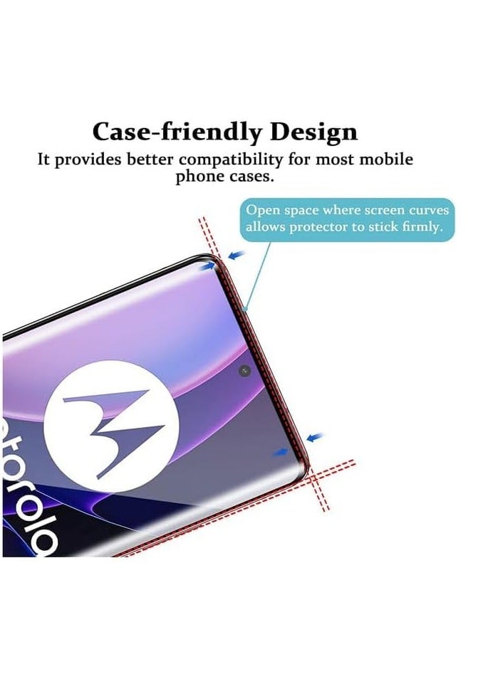 Motorola Edge 40 Screen Protector Full Glue Bubble Free Anti-Scratch Anti-Fingerprint 9H Hardness 3D Curved Edge Tempered Glass Screen Protector for Motorola Edge 40 5D Black Glass - Image 3