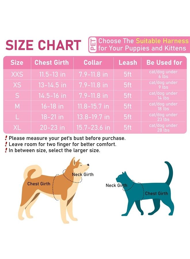 GAMUDA Small Pet Harness Collar and Leash Set, Step in No Chock No Pull Soft Mesh Adjustable Dog Vest Harnesses Plaid Reflective for Dogs Puppy and Cats Outdoor Training and Running (Pink, XS) - Image 1