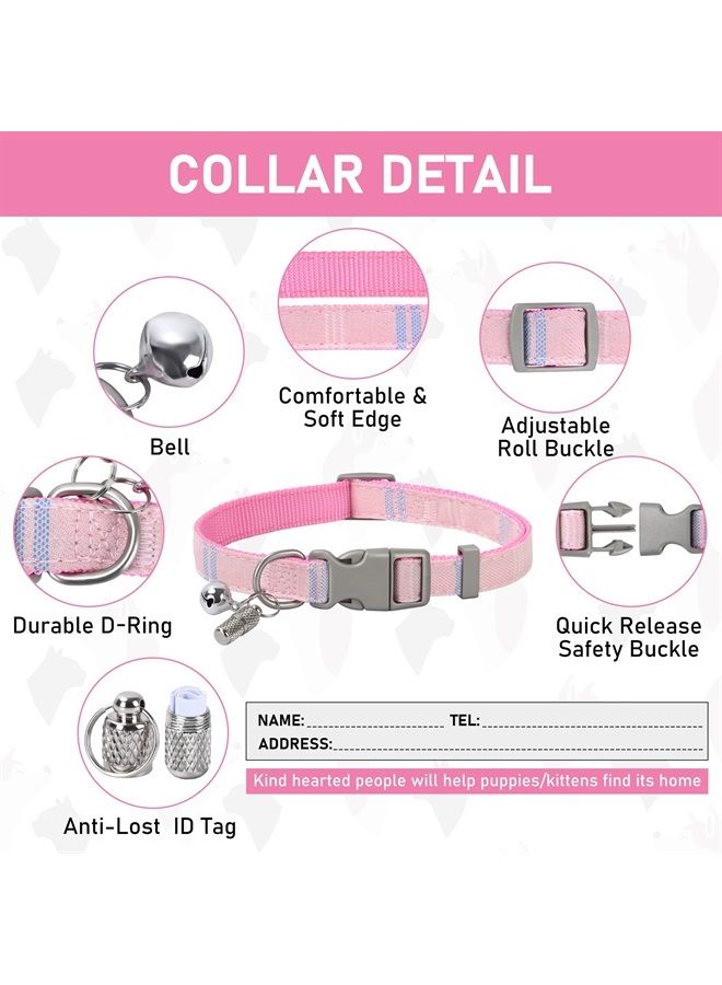 GAMUDA Small Pet Harness Collar and Leash Set, Step in No Chock No Pull Soft Mesh Adjustable Dog Vest Harnesses Plaid Reflective for Dogs Puppy and Cats Outdoor Training and Running (Pink, XS) - Image 2