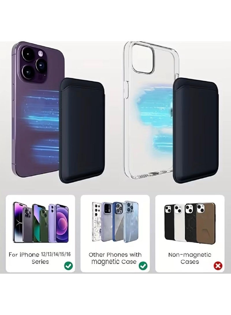 Slim Magnetic Faux Leather Card Case for iPhone - Image 3