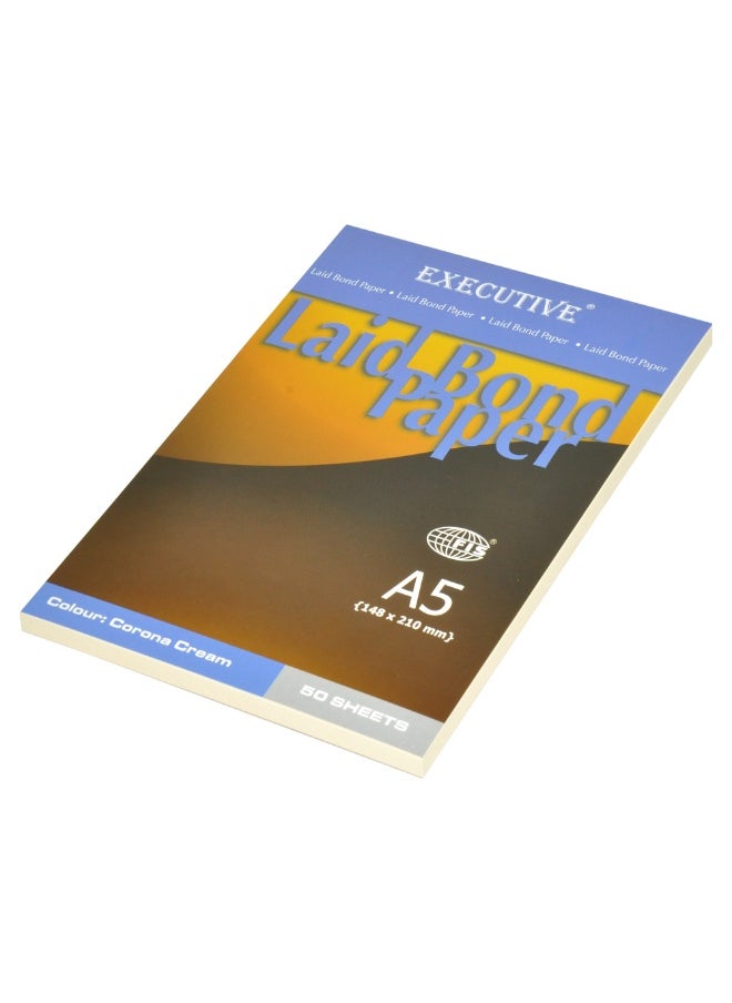FIS Executive Laid Bond Paper A5, Corona Cream 50-Sheets 10-Piece - FSPDEX50CCR  - Image 1