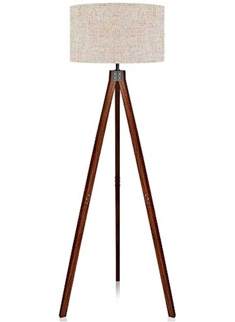 Gonice Gonice Wood Tripod Floor Lamp, Modern Standing Light with E26 Lamp Base, Wood Floor Reading Lamp with Solid Wood Legs for Living Rooms, Study Room and Office  - Image 1