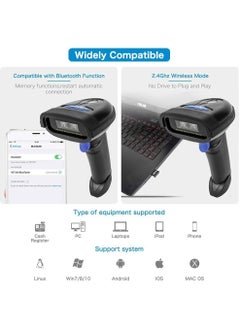 SYOSI 2D Barcode Scanner, Compatible with 2.4G Wireless & Bluetooth & USB Wired Connection, Connect Smart Phone, Tablet, PC, CCD Bar Code Reader Work with Windows, Mac, Android  - Image 3
