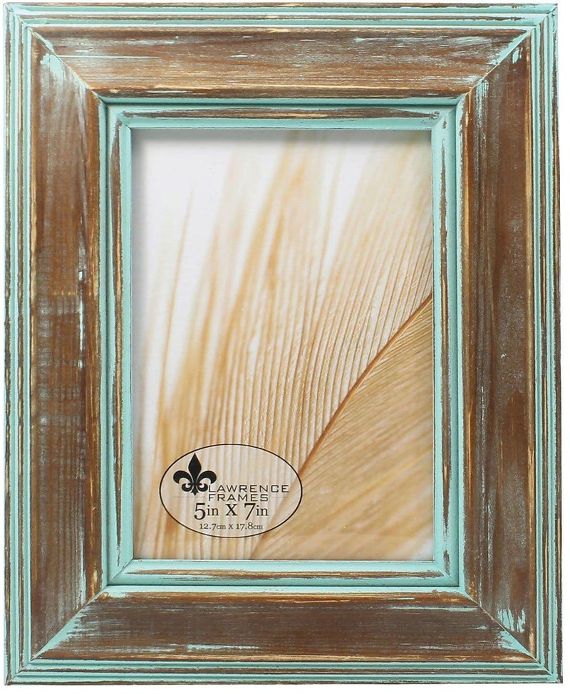 Lawrence Frames 5x7 Weathered Wood with Verdigris Wash Picture Frame Brown - Image 1