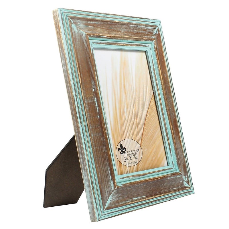 Lawrence Frames 5x7 Weathered Wood with Verdigris Wash Picture Frame Brown - Image 2