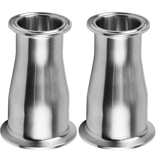 Beduan Reducer Tri Clamp Ferrule Stainless Steel 304 Sanitary Fitting 2" Tube OD to 1-1/2" Tube OD(Pack of 2) - Image 1