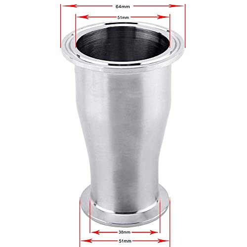 Beduan Reducer Tri Clamp Ferrule Stainless Steel 304 Sanitary Fitting 2" Tube OD to 1-1/2" Tube OD(Pack of 2) - Image 5