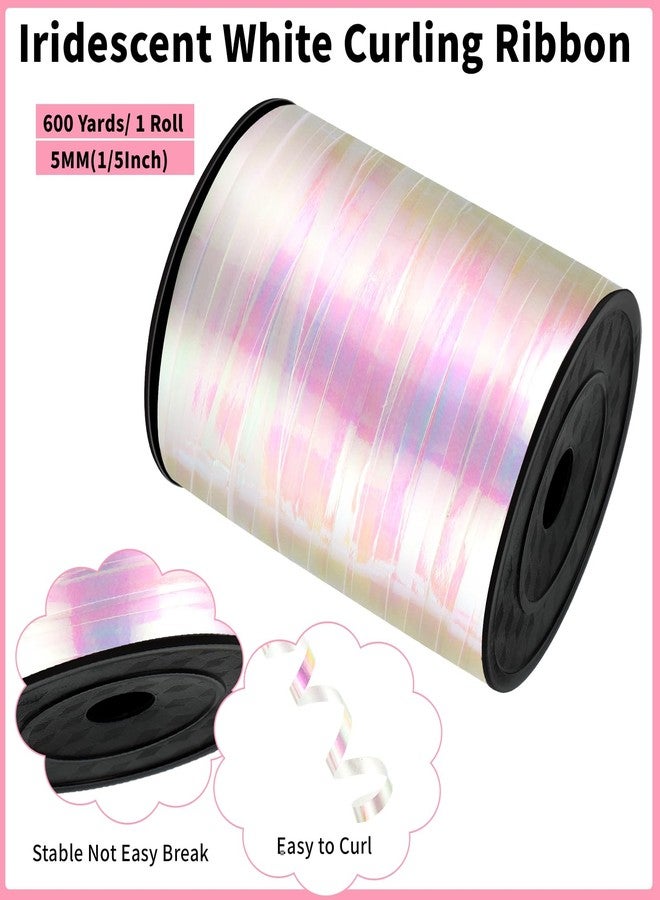 woric 600 Yards Iridescent White Curling Ribbon 1/5 Inch Balloon String Ribbon Thin Crafts Ribbons for Crafts Project Gift Wrapping Gift Bags Wedding Party Easter Decorations - Image 2