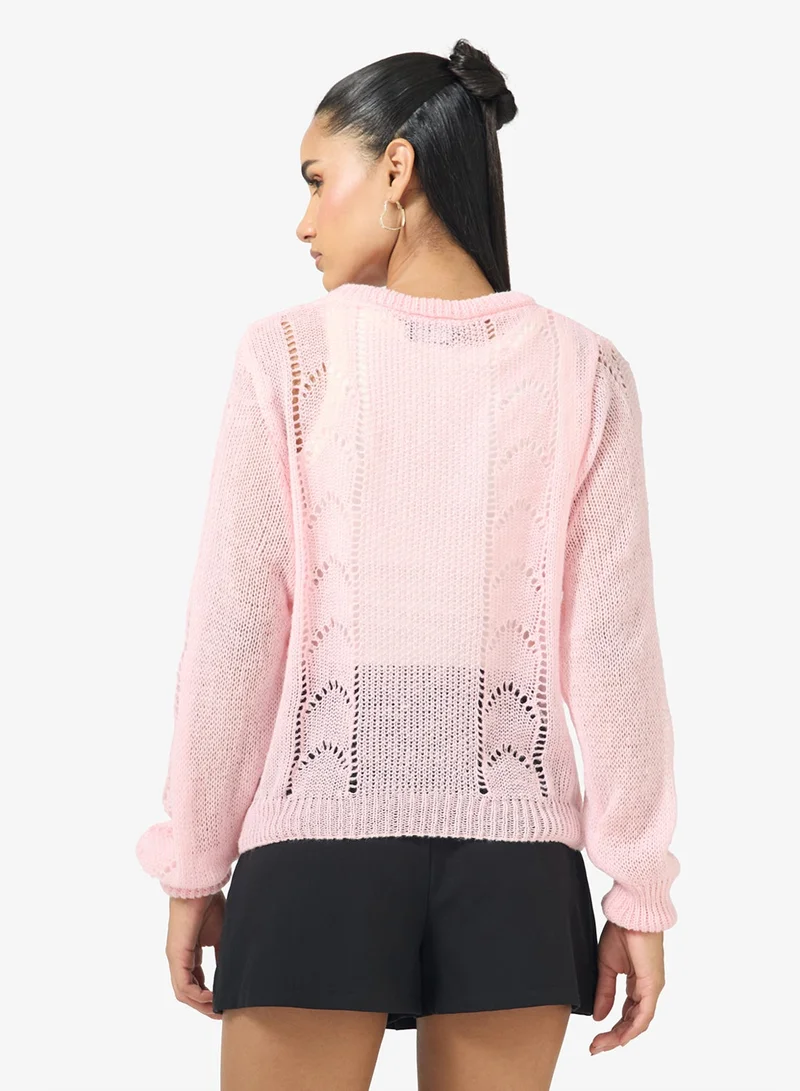 جينجر كنزة محبوكة بنقوش بارزة